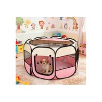 CORRAL PLEGABLE PARA MASCOTAS TALLA M 90x90x60 cm - ROSADO