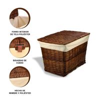 Ordenador de Mimbre Rectangular con Forro Interior y Tapa para Hogar Marron YLigas Regalo