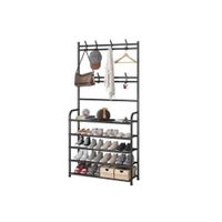 Estante de Zapatos 5 Niveles Zapatera de Metal + Perchero Organizador