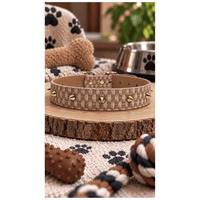 Collar Tipo Cuerina Con Diseño Para Perros - Marrón
