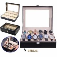 Organizador de Relojes 12 Compartimientos Portarelojes Exhibidor