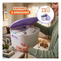 Pack4 Caja de Orden para el Hogar Lila y Blanco con Tapa 26.5x22x15.4 cm