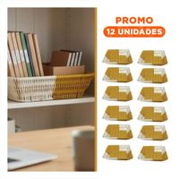 Pack12 Cesta Rectangular para Hogar Tejida Mostaza y Blanco YRegalo Sticker