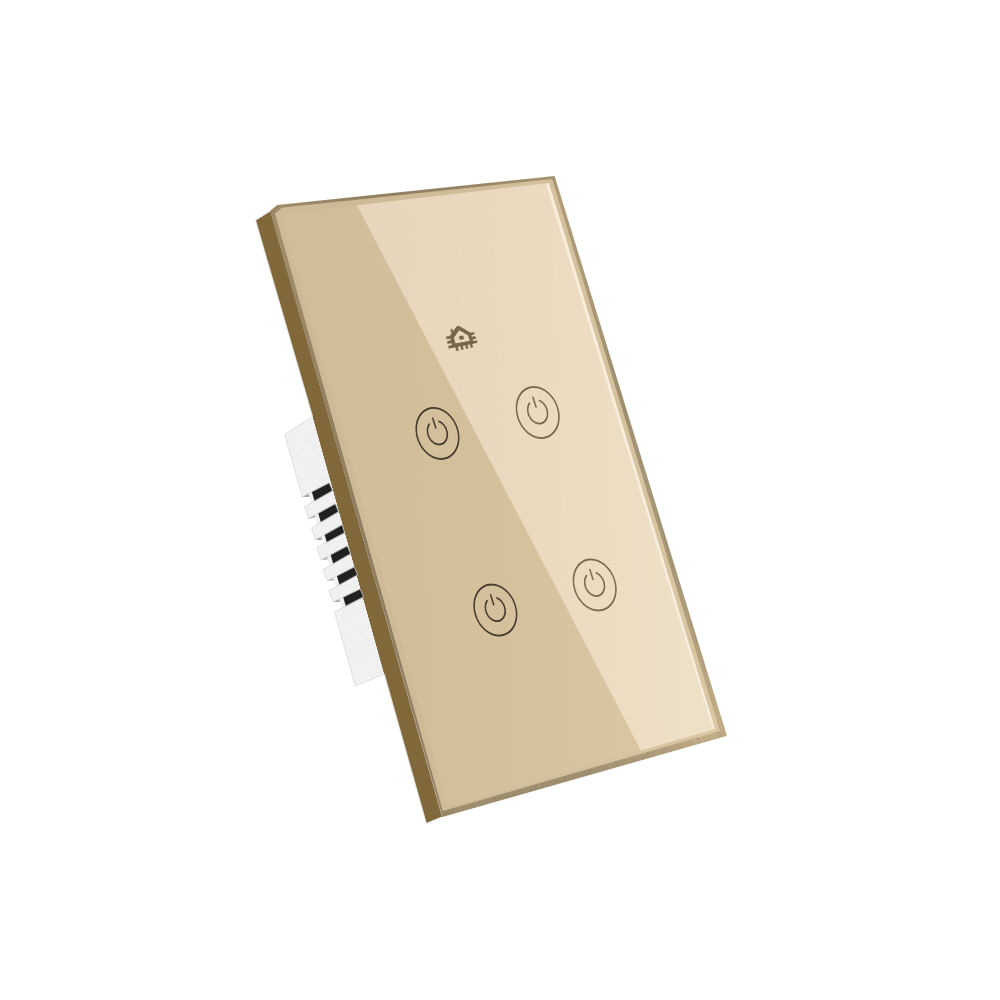 Interruptor Inteligente Wifi Cuádruple 4 Botones Dorado