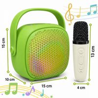 Parlante Karaoke Verde Con 2 Micrófonos Inalámbricos Portátil Para Niños Y Adultos