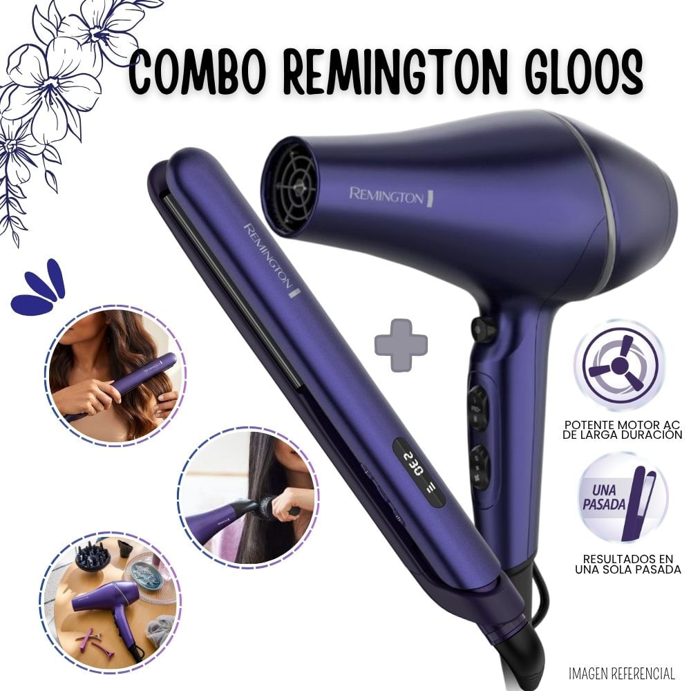 COMBO REMIGTON SECADORA GLOSS AC9350 Y ALISADORA GLOSS S9350