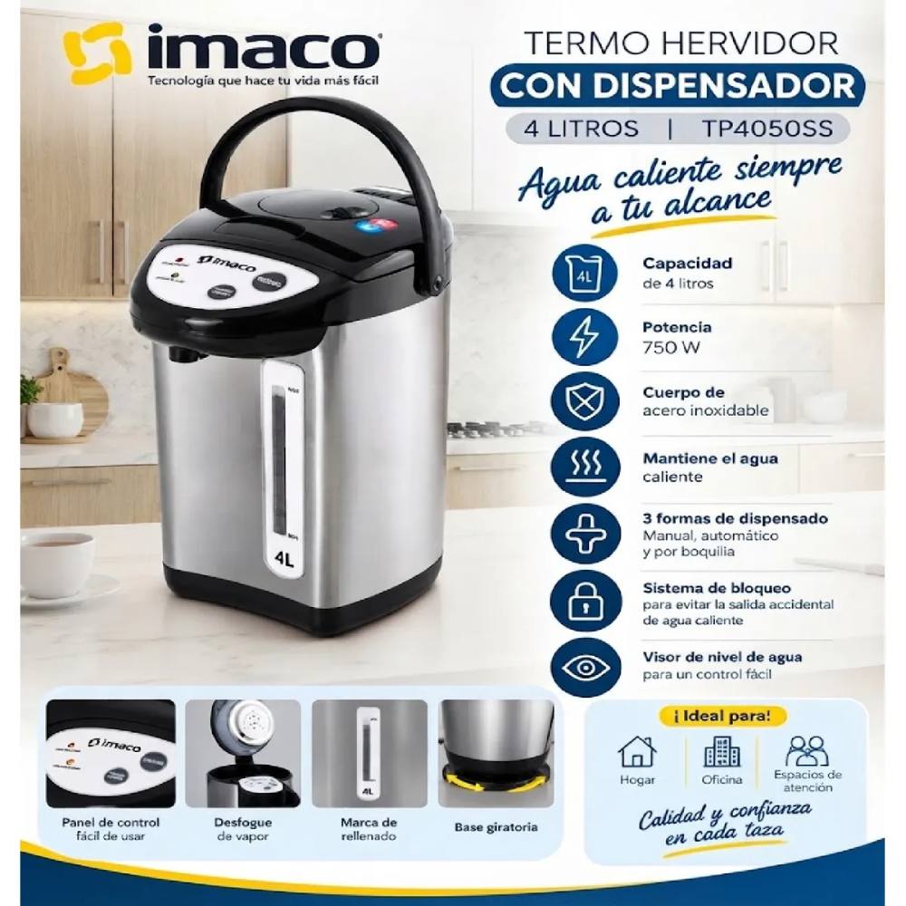 Termo Dispensador 4L Imaco TP4050SS Acero Inoxidable