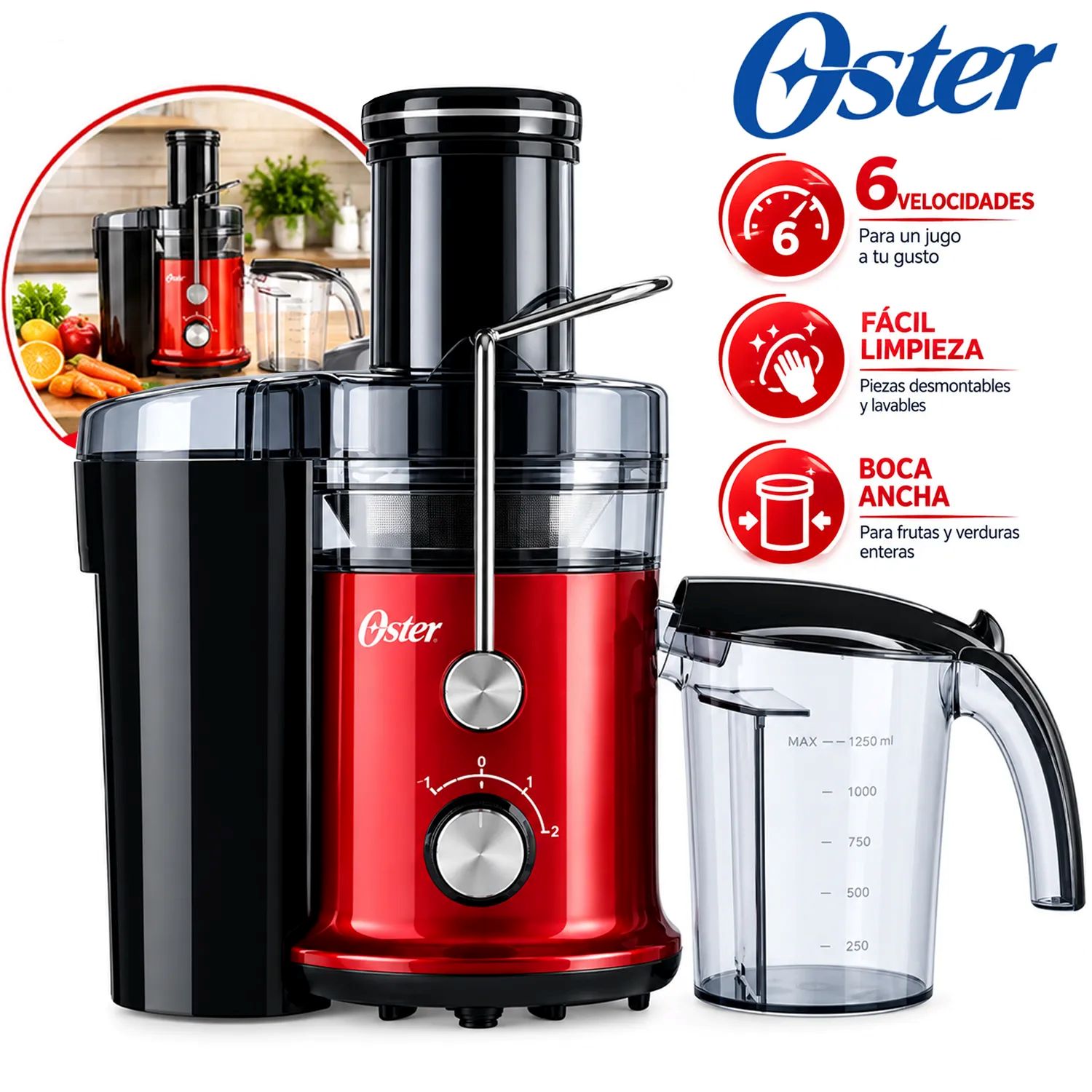 Extractor de Jugos FPSTJE320R Rojo 600W