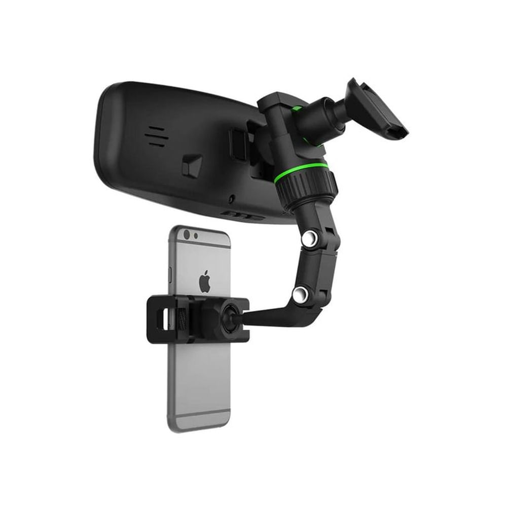 Soporte Holder con Clip de Espejo Retrovisor 360° para Celular - Negro