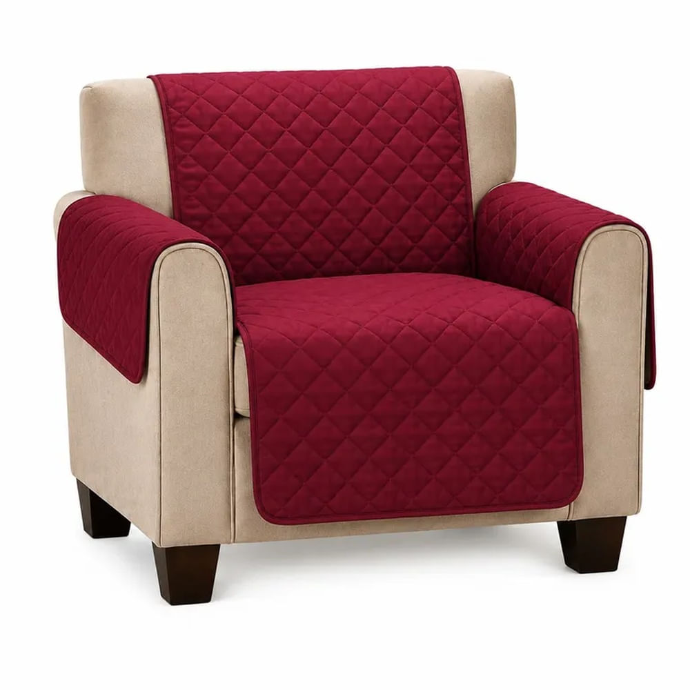 Cobertor de 1 cuerpo reversible Rojo vino con Beige