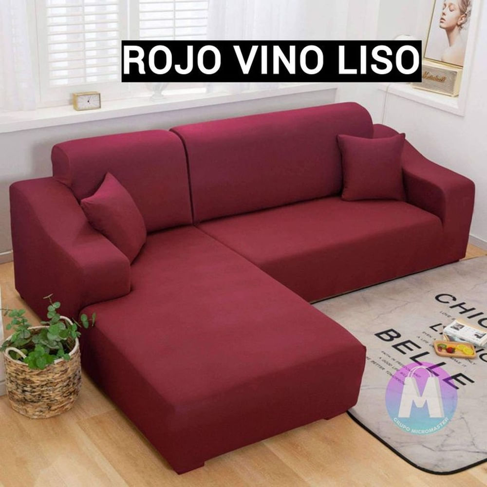 Fundas de sillones Spandex 3-2 color Rojo Vino Liso