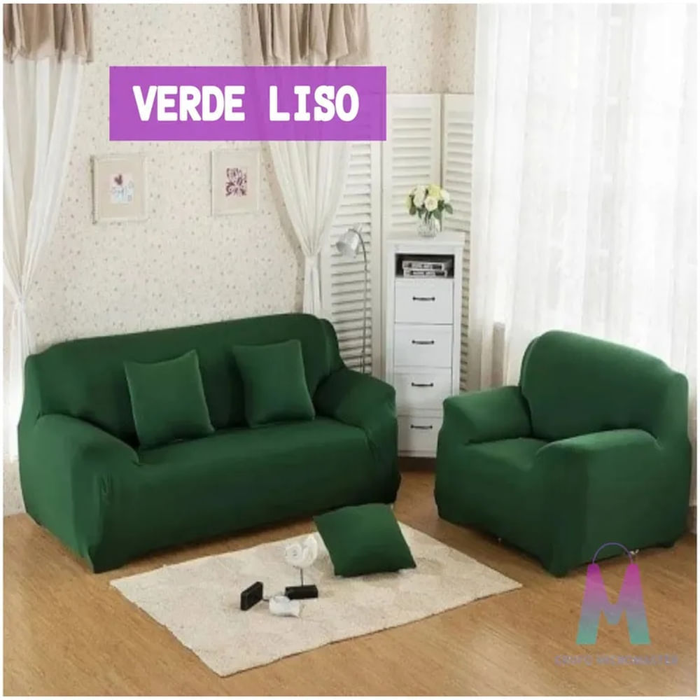 Funda de sillon Set spandex 3-2-1 verde Liso