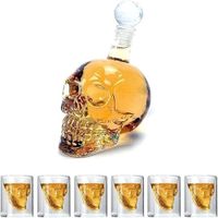 SET BOTELLA CALAVERA 1 LITRO + 8 VASITOS