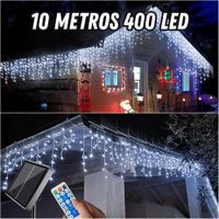 Luces de Navidad Solares 18M 600 LED Blanco - Cascada Decorativa Exterior e Interior