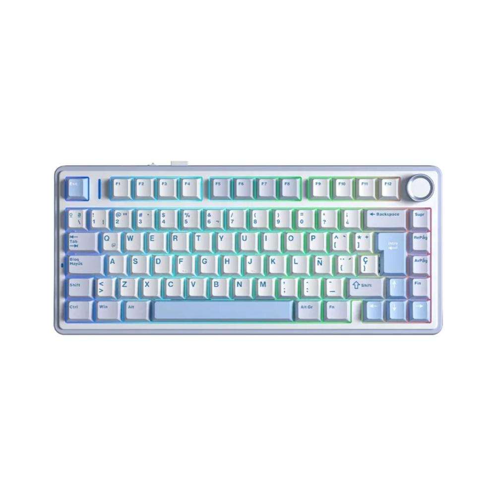 Teclado Aula F75 Wireless Español Blue White Dark Blue Switch Reaper