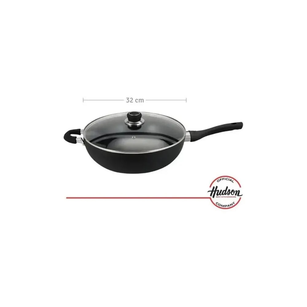 Wok Aluminio Antiadherente con Tapa 28cm Daily HUDSON