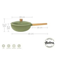 Wok Aluminio Antiadherente con Tapa 28cm Olive HUDSON