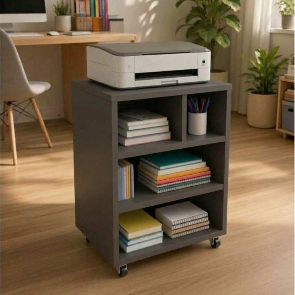 Mueble Auxiliar para impresora de melamina Plomo