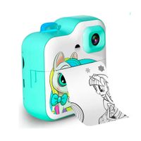 Cámara Digital Infantil Diseño Unicornio con 3 Rollos Celeste