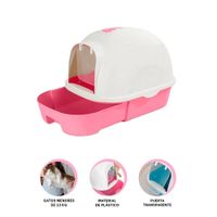Arenero IGLÚ Grande con Bandeja EXTRAÍBLE para gatos ROSA