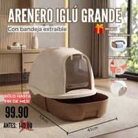 Arenero IGLÚ Grande con Bandeja EXTRAÍBLE para gatos MARRÓN