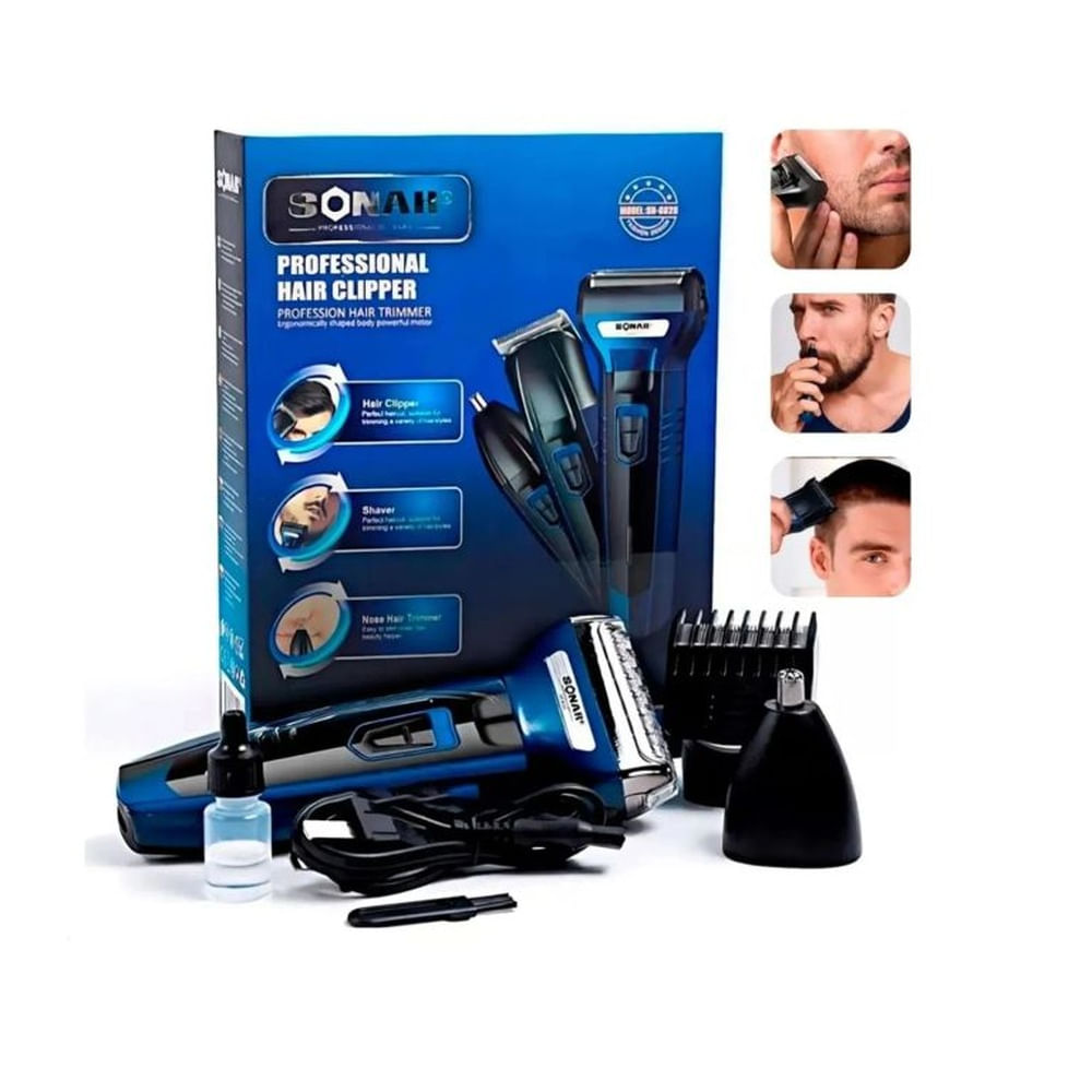 MAQUINA DE AFEITAR PROFESIONAL 3 EN 1 INALÁMBRICA PARA NARIZ BARBA Y CABELLO