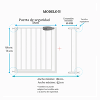 Reja de seguridad para bebes y mascotas 84-92cm de ancho
