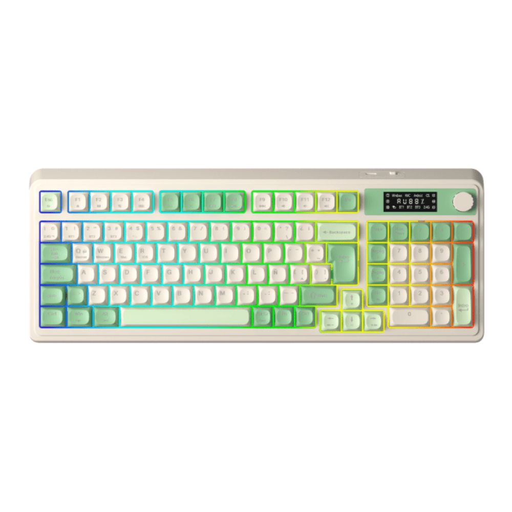 TECLADO AULA S99 PRO INALAMBRICO ESPAÑOL GREEN LIGHT CREAM VERE SALVAJE