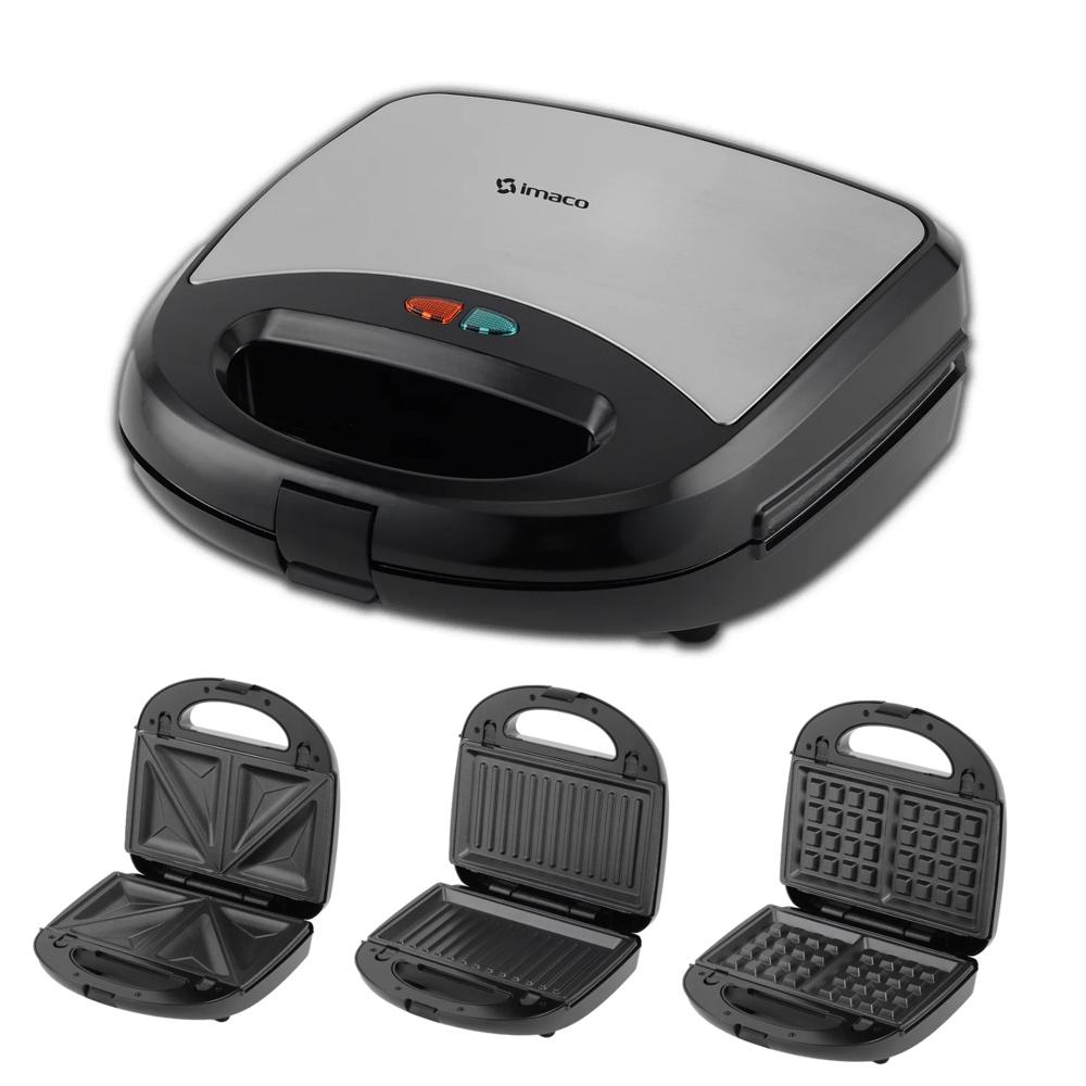 Sandwich Maker 3en1 Placas Intercambialbes Imaco Isg2009wm-Negro