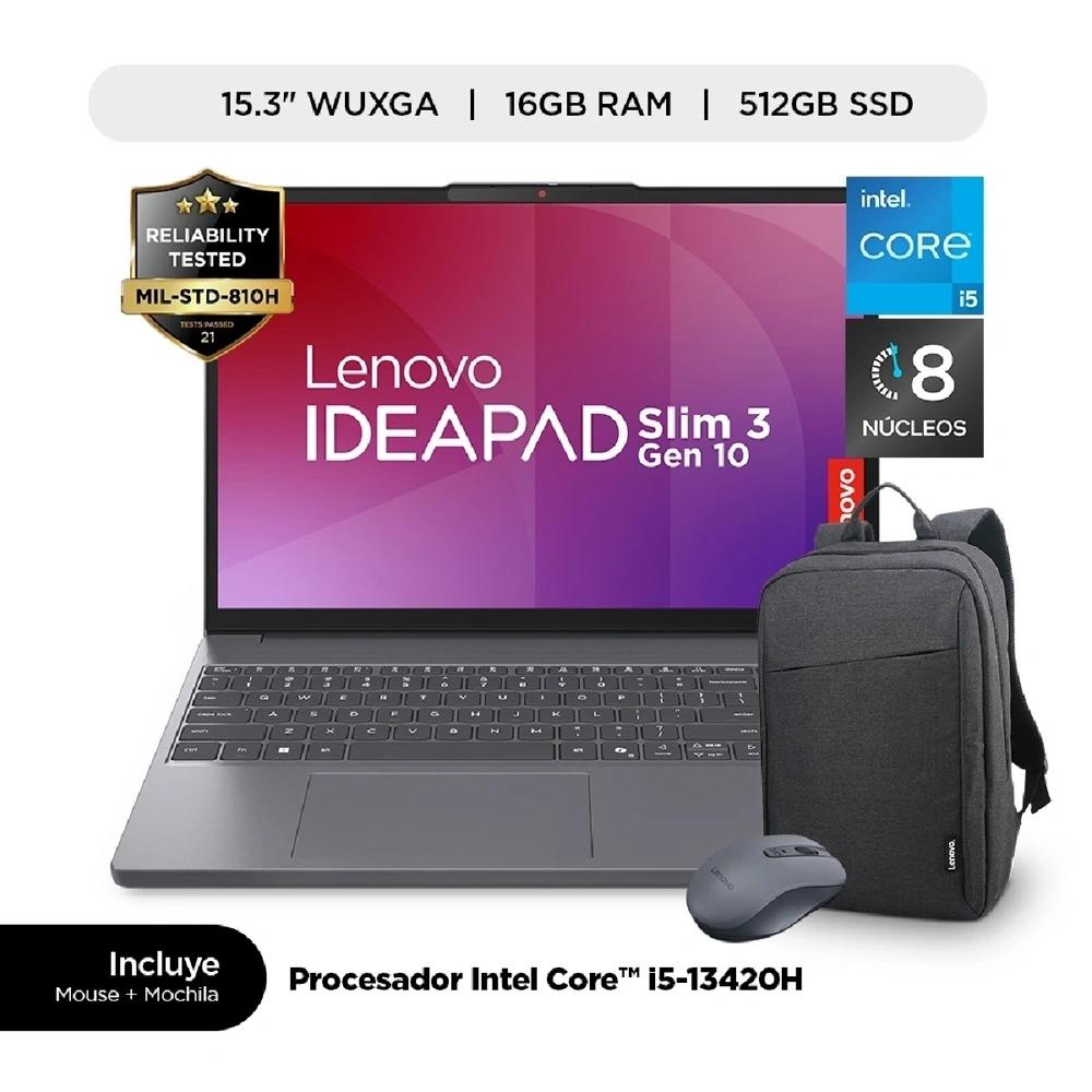 Lenovo IdeaPad Slim 3 15IRH10 Intel Core I5-13420H 15.3 16GB SSD 512GB Windows 11 Mochila y Mouse