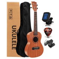 Ukelele Concierto de madera con Afinador Funda y Correa