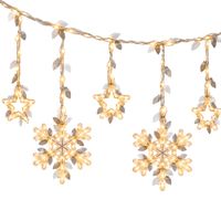 Luces LED Navideñas Cortina 3 Metros 4 Copos de Nieve y 4 Estrellas