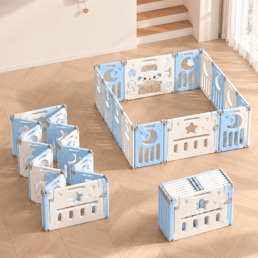 Corral plegable celeste 185 x 150 cm infantil