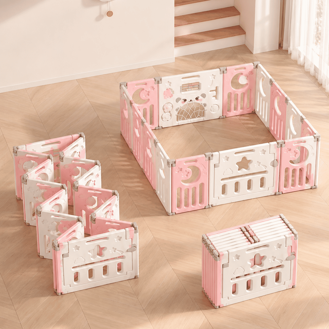 Corral plegable rosado 185 x 150cm infantil