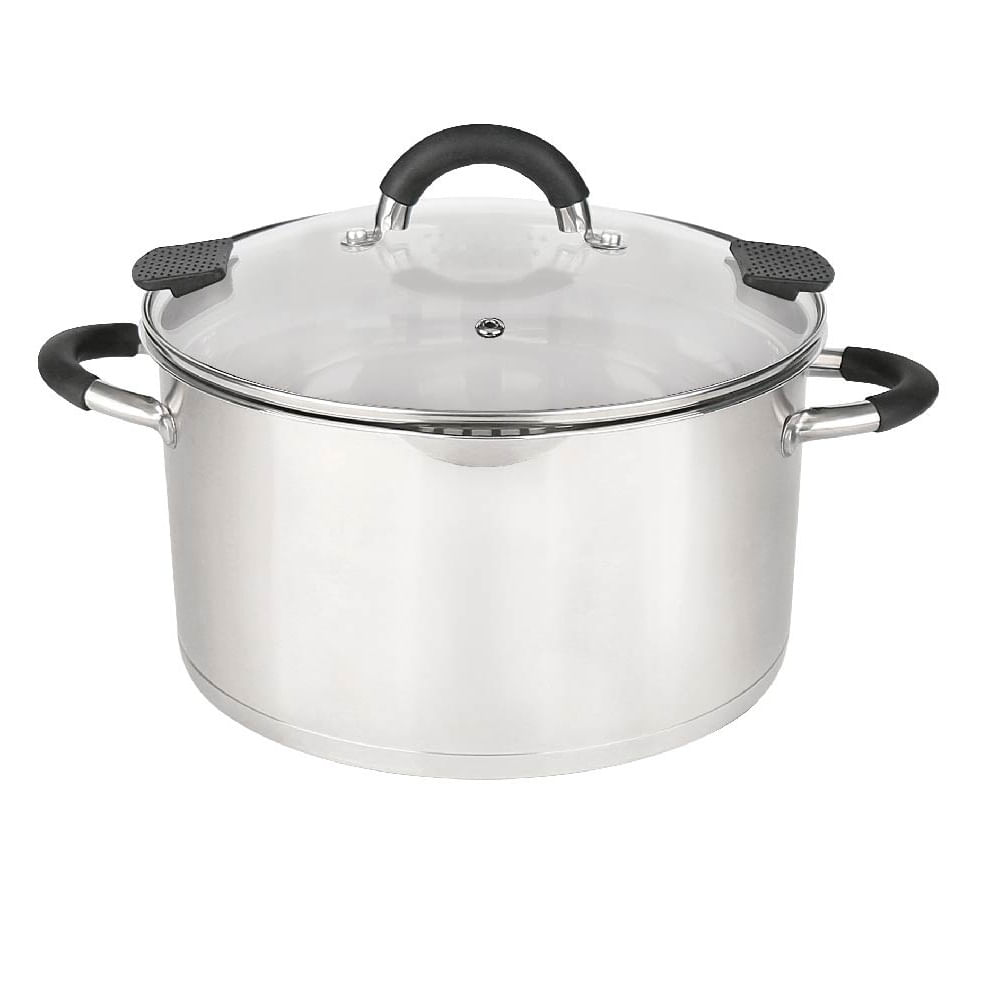 Cacerola-Olla Acero Inoxidable 26 cm Triple Fondo Inducción Plateado HUDSON