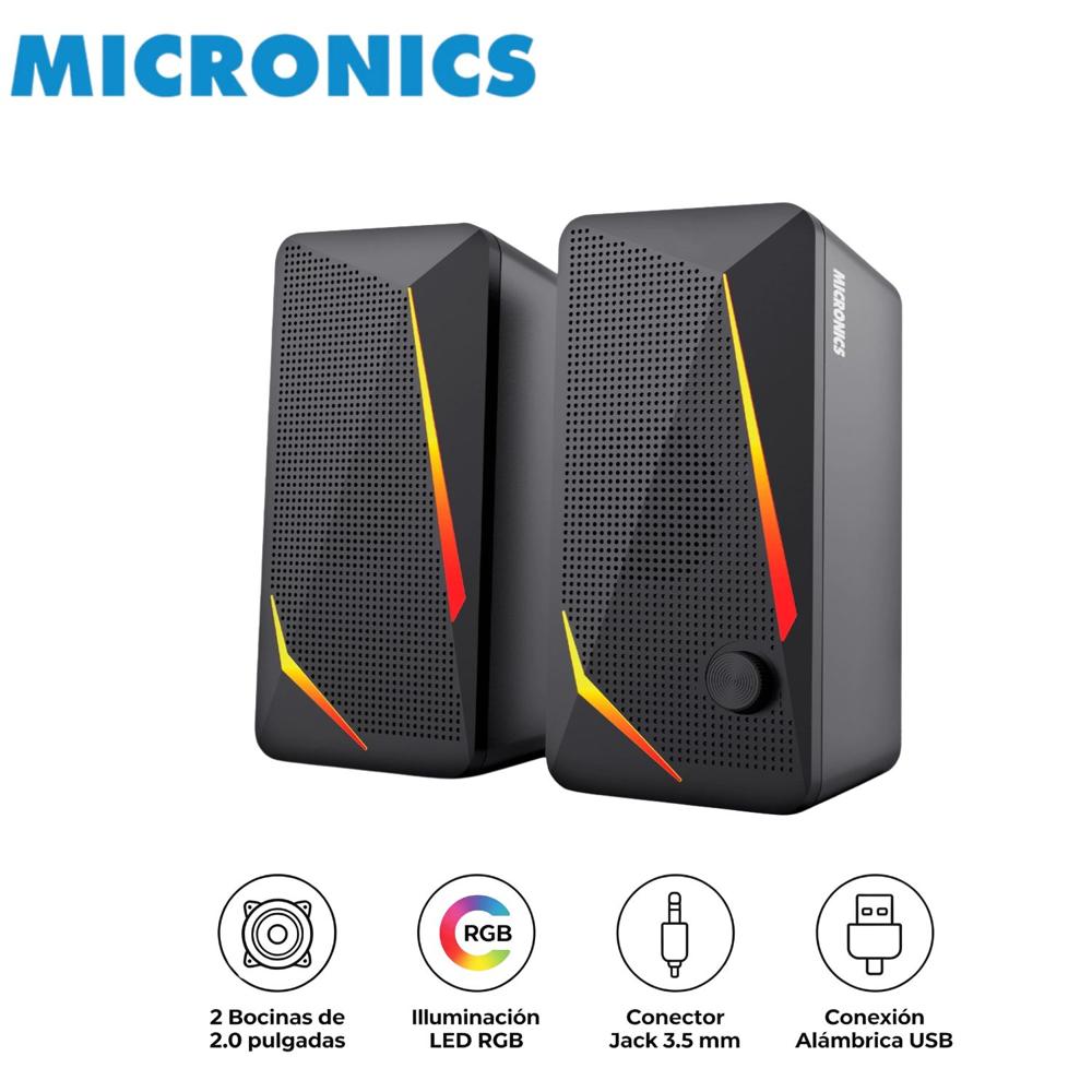 Parlantes Gamer Micronics MIC S313 Challenger RGB Jack 3.5mm