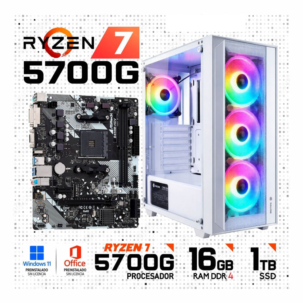 PC GAMER AMD RYZEN 7 5700G 16GB DDR4 1TB SSD