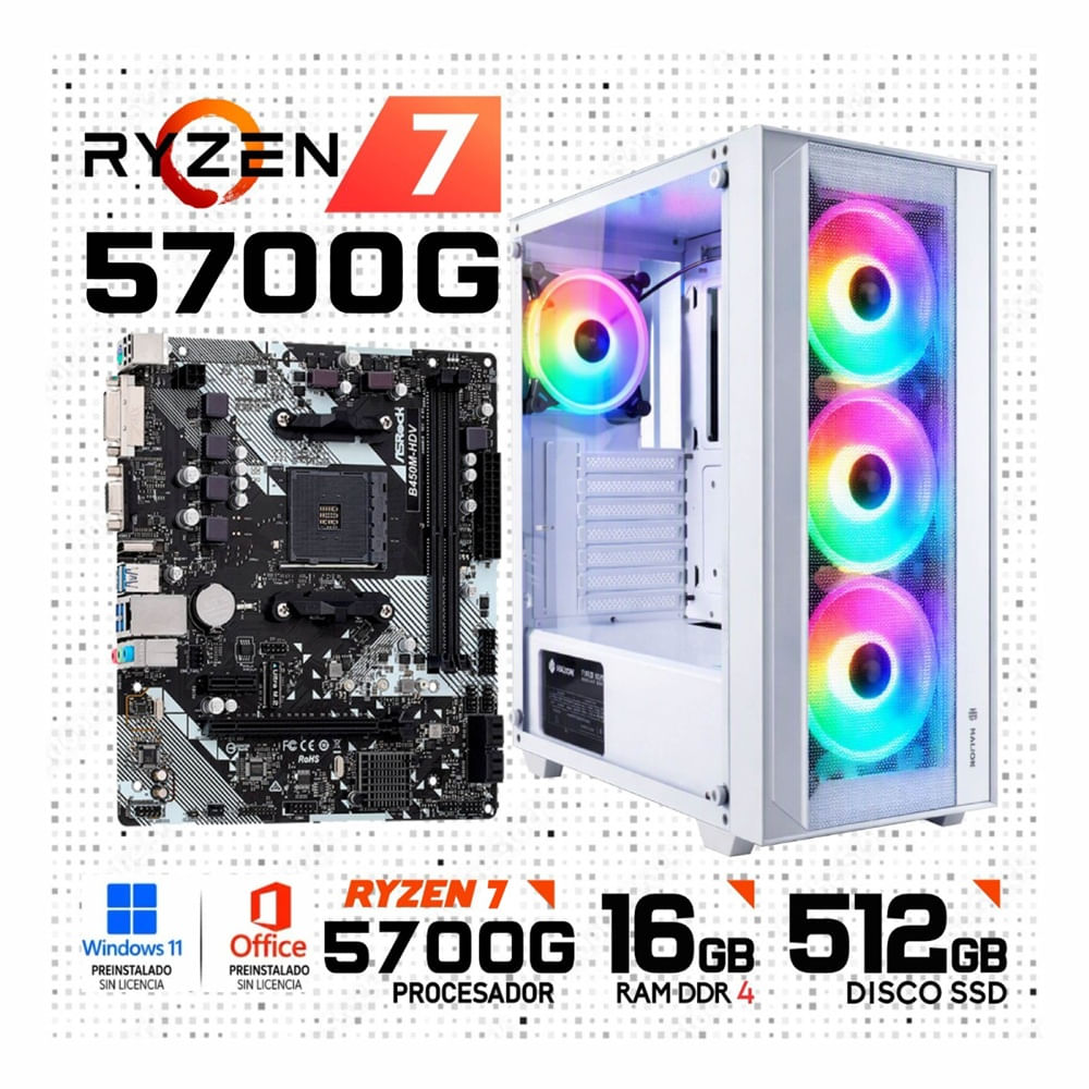 PC GAMER AMD RYZEN 7 5700G 16GB DDR4 512 GB SSD