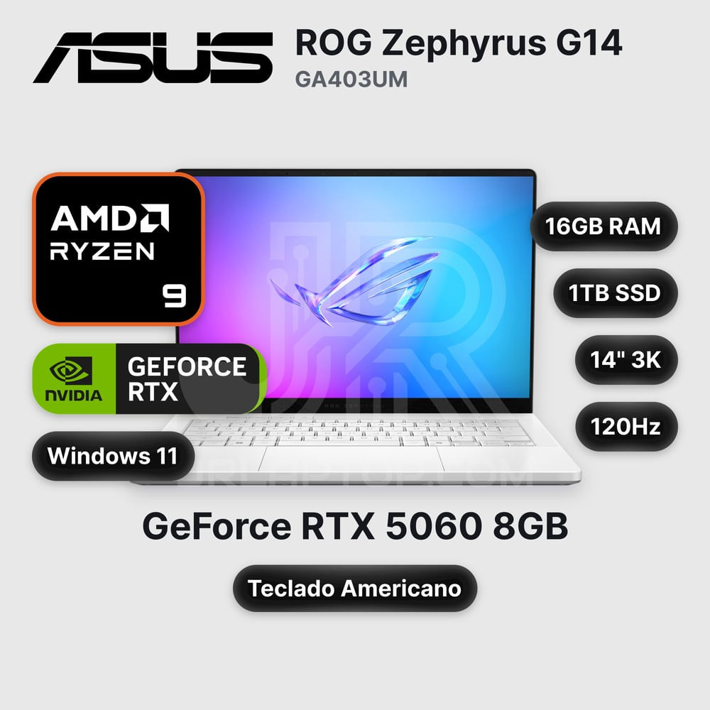 Laptop ASUS ROG Zephyrus G14 GA403UM Ryzen 9-270 16GB 1TB SSD RTX 5060 14"" (90NR0M82-M00320)