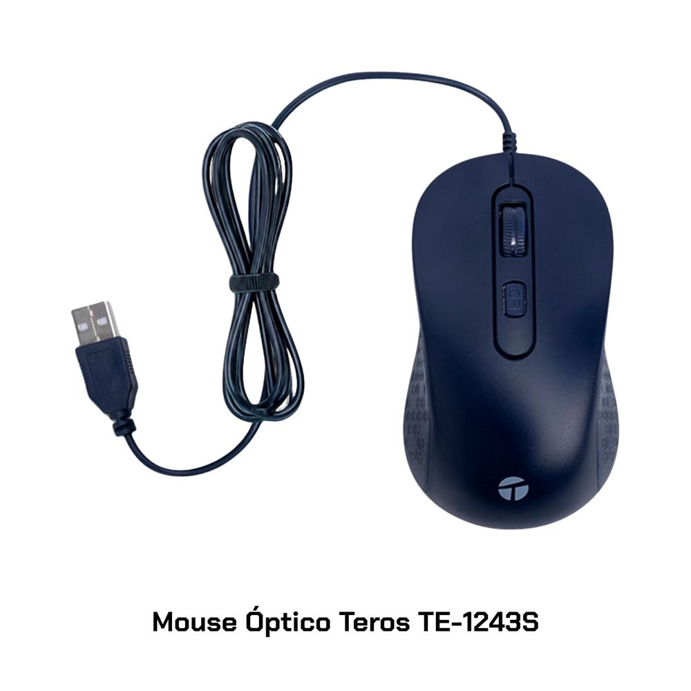 Mouse óptico Teros TE-1243S 2000 DPI USB 4 botones azul
