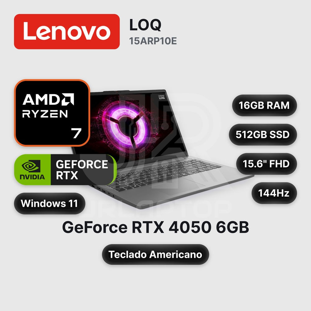 Laptop Lenovo LOQ 15ARP10E Ryzen 7-170 16GB 512GB SSD RTX 4050 15.6"" (83S0007FUS)