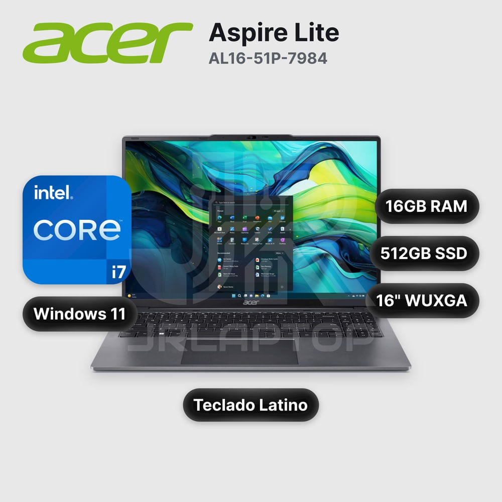 Laptop Acer Aspire Lite AL16-51P-7984 Core I7-1255U 16GB 512GB SSD 16"" (NX.KX0AL.006)