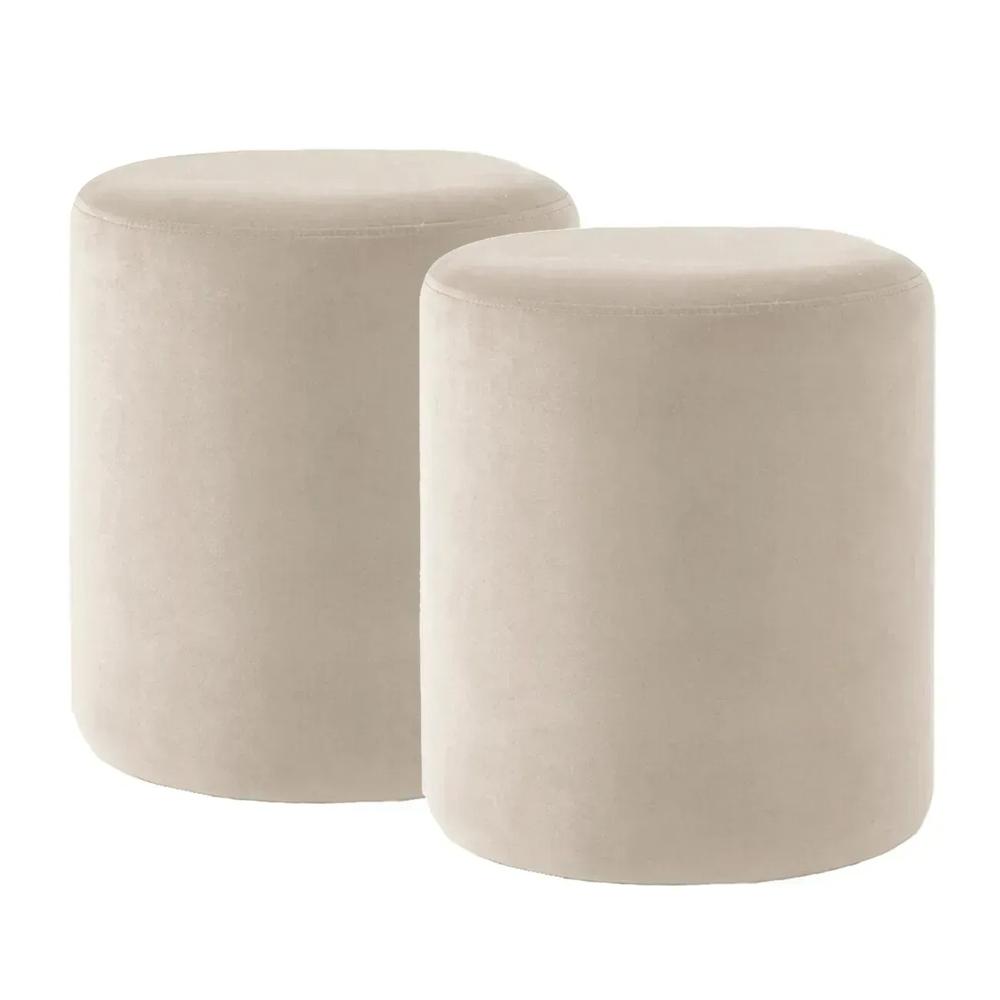 JUEGO DE PUFF TOM BEIGE CLARO REDONDO