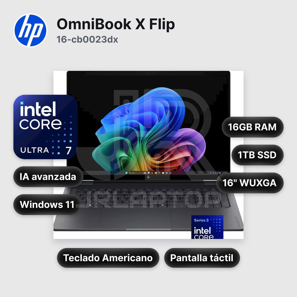 Laptop HP OmniBook X Flip 16-cb0023dx Core Ultra 7-355 16GB 1TB SSD 16"" (D31MKUA#ABA)