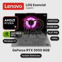 Laptop Lenovo LOQ Esencial 15ARP11 Ryzen 7-170 16GB 512GB SSD RTX 5050 15.6"" (83VA001PUS)