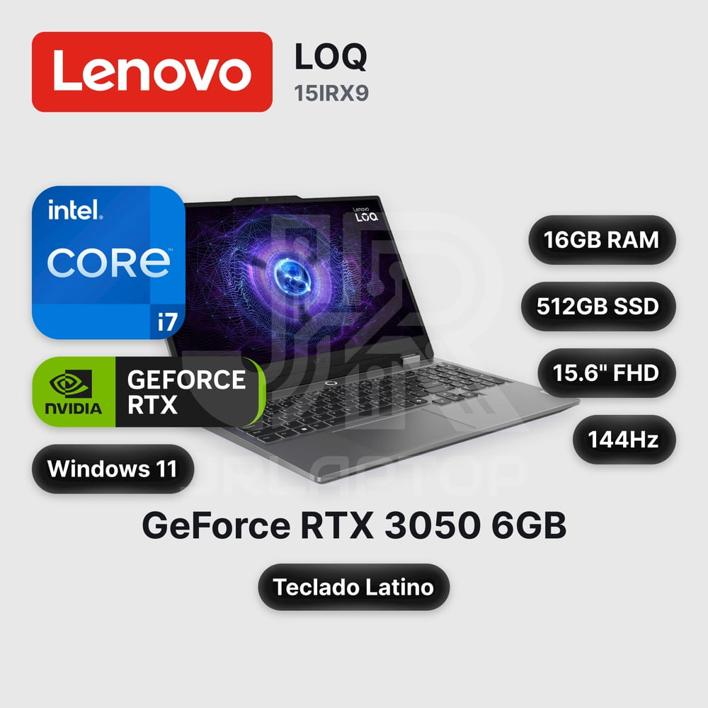 Laptop Lenovo LOQ 15IRX9 Core I7-13650HX 16GB 512GB SSD RTX 3050 15.6"" (83DV0187LM)