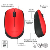MOUSE LOGITECH INALAMBRICO M170 ROJO