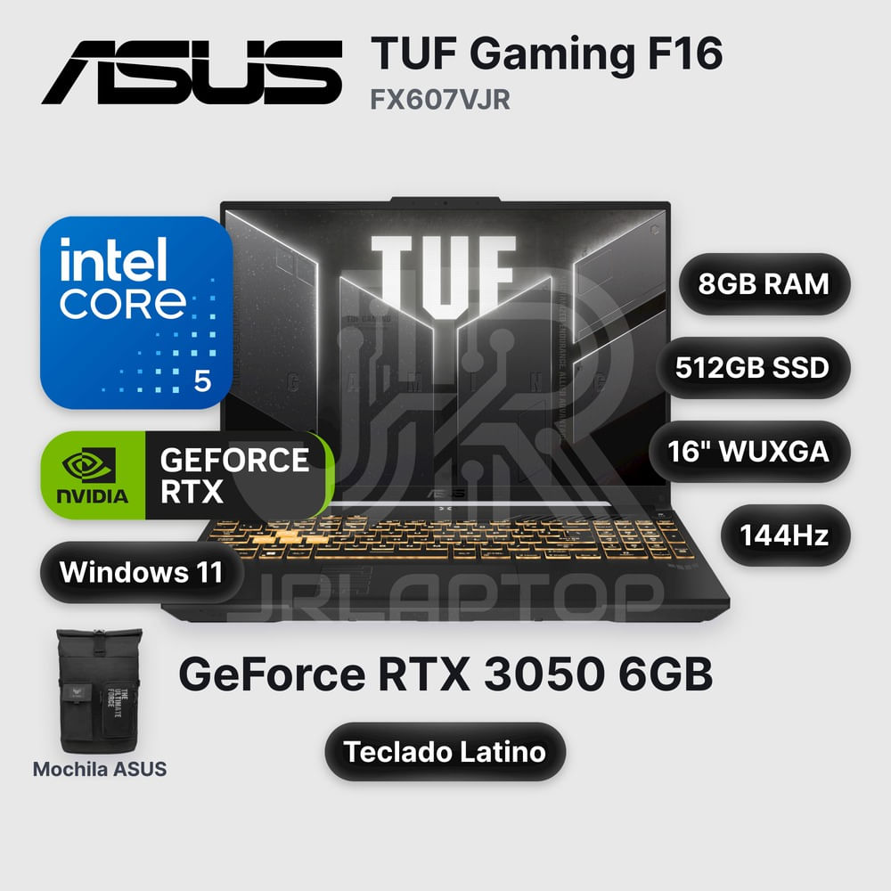 Laptop ASUS TUF Gaming F16 FX607VJR Core 5-205H 8GB 512GB SSD RTX 3050 16"" (90NR0MZ6-M00J70)