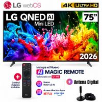 Televisor 75 4K UHD QNED MiniLED Negro LG 75QNED65BSA 2026 - Antena