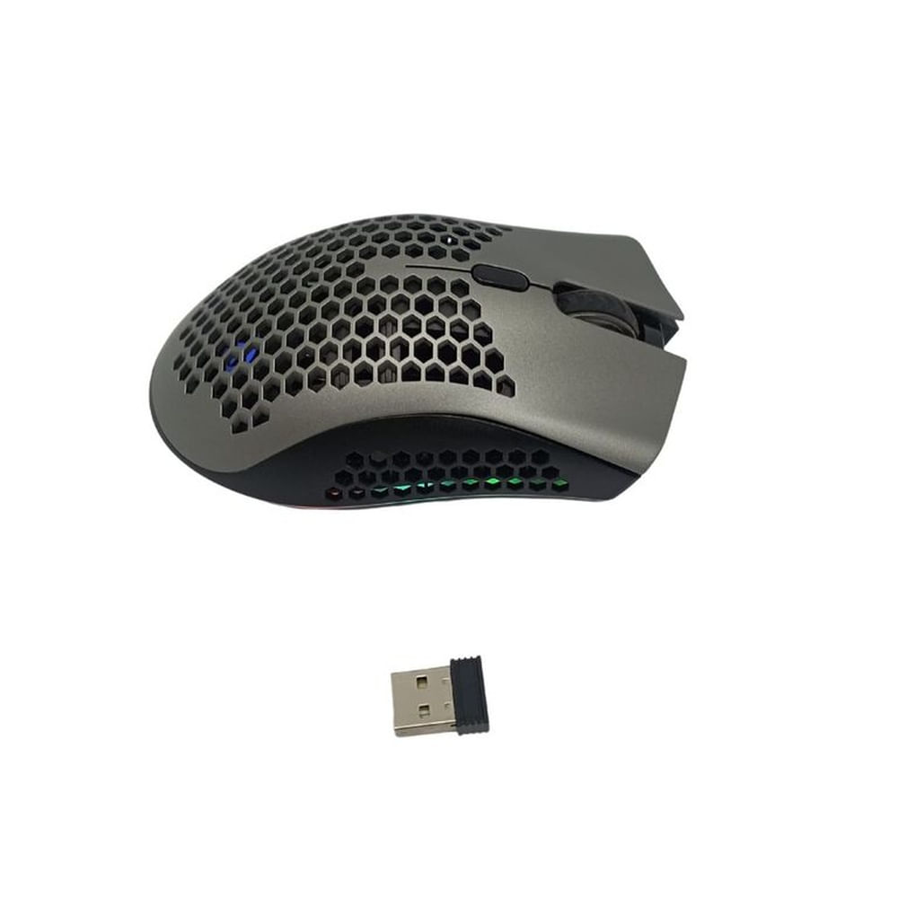 Mouse Gamer USB Inalambrico Gris Click Silencioso